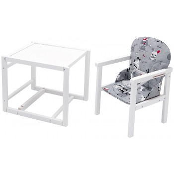 Стільчик-трансформер Babyroom поні - 240 білий Пластикова стільниця сірий (собачки)