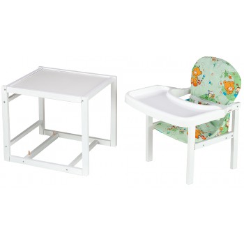 Стільчик - трансформер Babyroom Поні-240 білий пластикова стільниця зелений (ведмедики і бджілки)