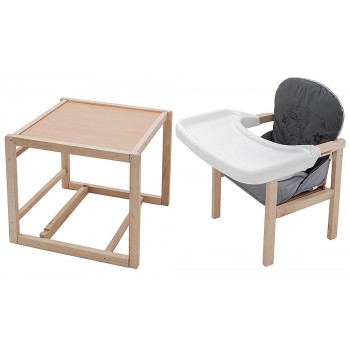 Стульчик- трансформер Babyroom Винни-230 eko без лака пластиковая столешница  графит-серый (мишка с чашкой)