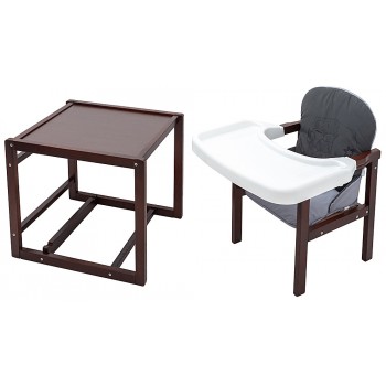 Стульчик- трансформер Babyroom Винни-220 тонированный пластиковая столешница  графит-серый (мишка с чашкой)